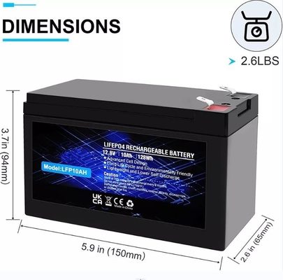 LiFePO4 रिचार्जेबल बैटरी में निर्मित 12.8V 10Ah लिथियम फॉस्फेट बैटरी