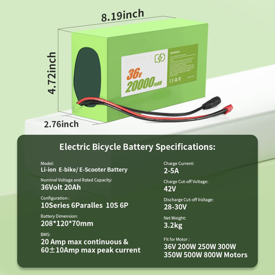 शक्तिशाली साइकिल लिथियम बैटरी 8Ah 36V Ebike लिथियम आयन बैटरी ROSH
