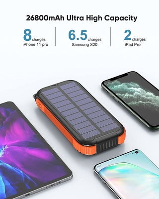 रियल पोर्टेबल हैंड क्रैंक सोलर पावर बैंक स्टेशन 26800mAh NCM