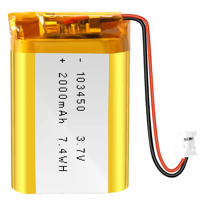NCM रिचार्जेबल ली आयन बैटरी 3.7v 2000mah / लिथियम आयन बैटरी कनेक्टर JST